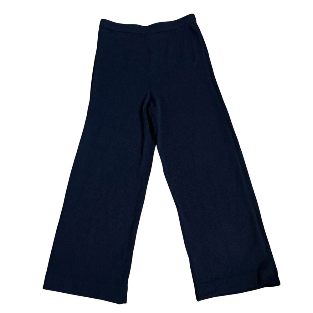 St John Collection Size 8 Santana Knit Pull On Pants Navy Blue High Rise